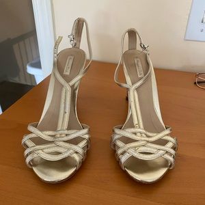 Massimo Dutti golden heels wore once